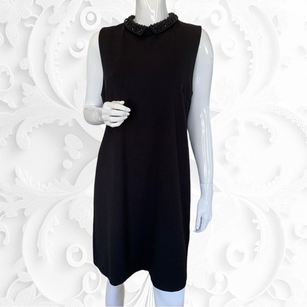 CYNTHIA ROWLEY BLACK PARTY DRESS WITH BEADED COLLAR. WOMEN’S SIZE 12 - Picture 2 of 8